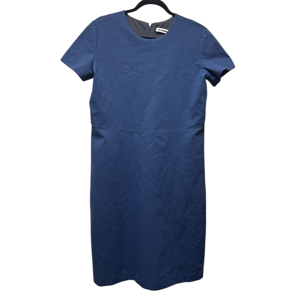 Jill Sander Sculpted Dark Blue Sheath Dress